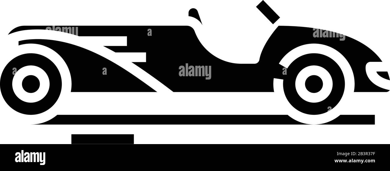 Schwarzes Symbol für Rennwagen, Konzeptzeichnung, Vektor-Flachsymbol, Glyph-Zeichen. Stock Vektor