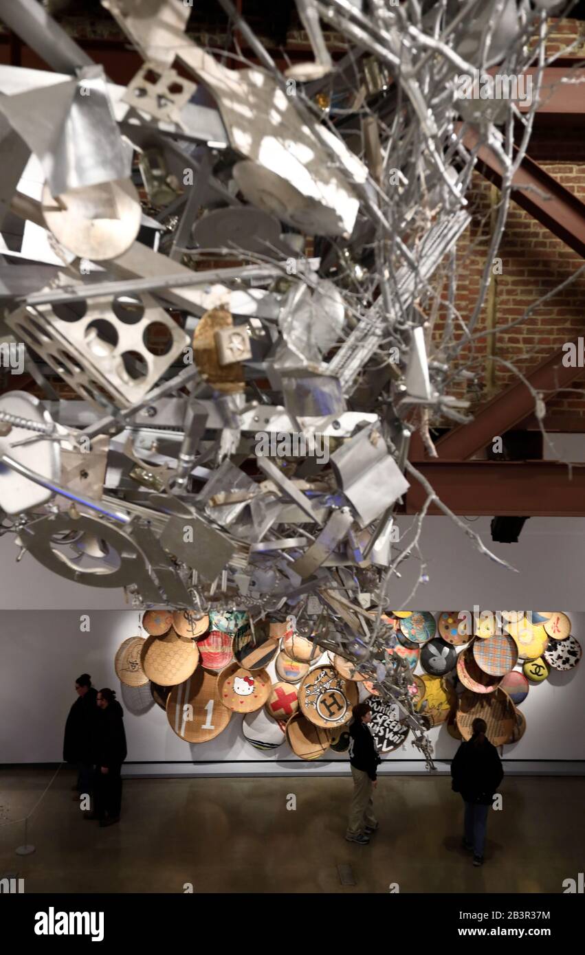 Galerie für zeitgenössische Kunst im Inneren des 21C Museum Hotel Louisville.Louisville.Kentucky.USA Stockfoto