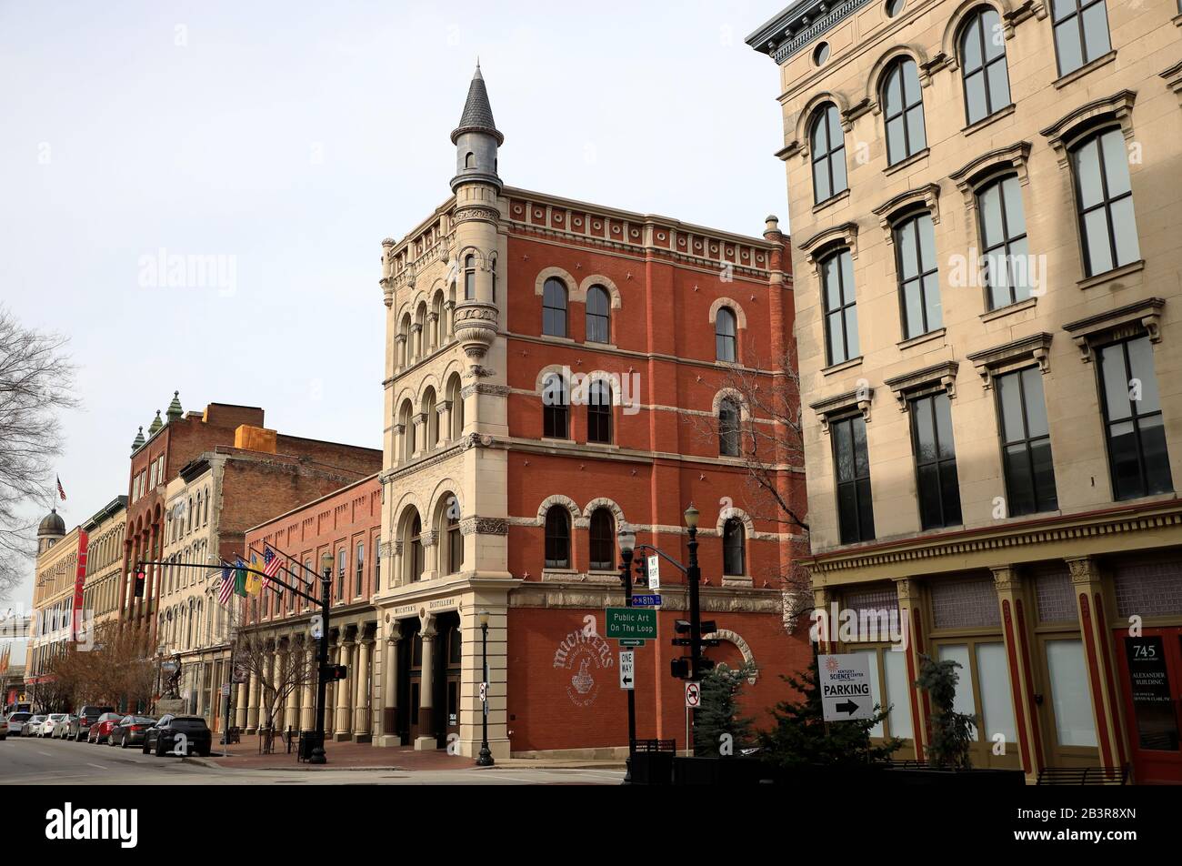 Historisches Fort Nelson Gebäude der Fort Nelson Distillery in der Main Street von Louisville, Kentucky.Kentucky Bourbon Trail.USA Stockfoto