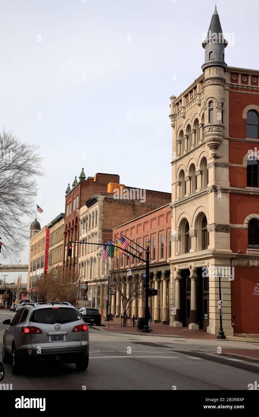 Historisches Fort Nelson Gebäude der Fort Nelson Distillery in der Main Street von Louisville, Kentucky.Kentucky Bourbon Trail.USA Stockfoto