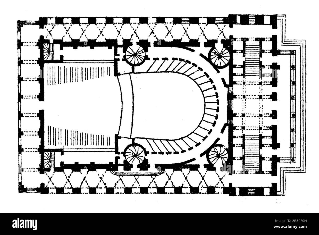 Grundriss der Théâtre de l'Odéon, Paris, Frankreich, 19. Jahrhundert Stockfoto