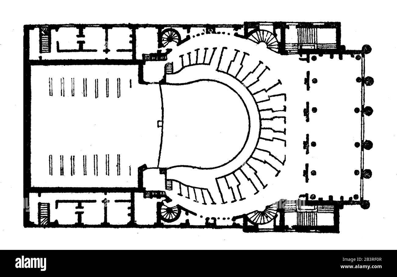 Grundriss der Opéra-Comique, Paris, Frankreich, 19. Jahrhundert Stockfoto