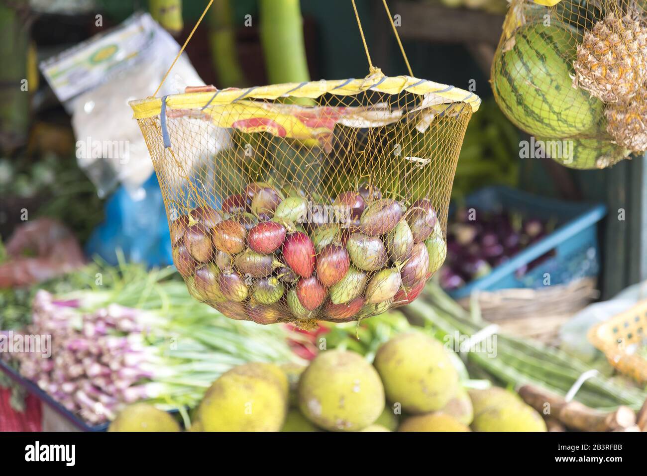 Nuwara Eliya, Sri Lanka: Traditioneller Obst- und Veg-Shop mit verschiedenen Früchten. Stockfoto