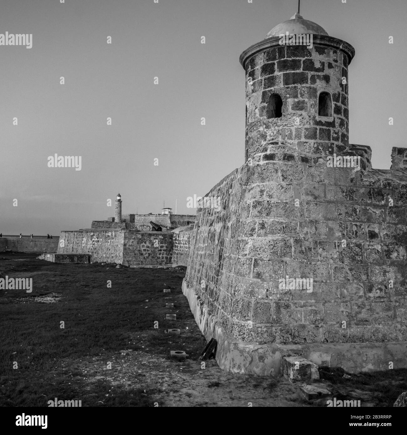 Befestigte Mauer von Castillo San Salvador de la Punta, Malecon, Havanna, Kuba Stockfoto