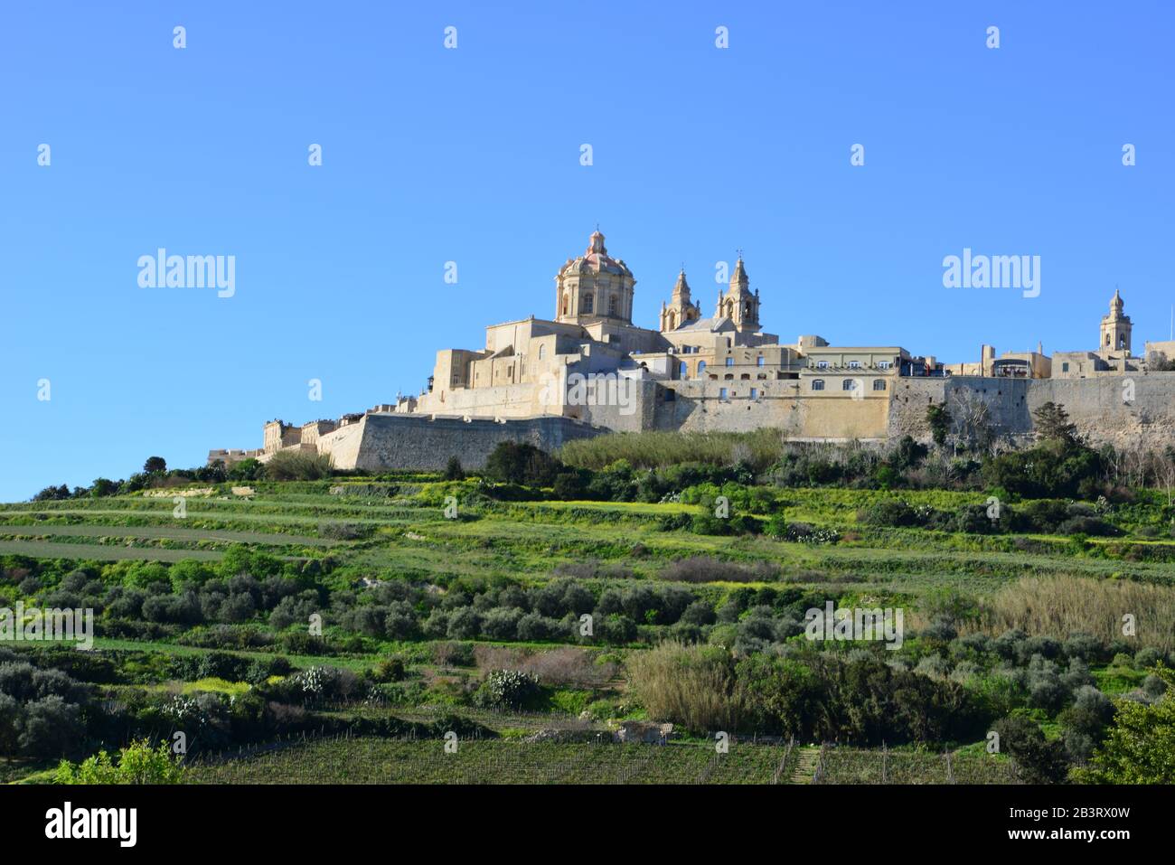 Die Mauern von Mdina auf Malta. Stockfoto