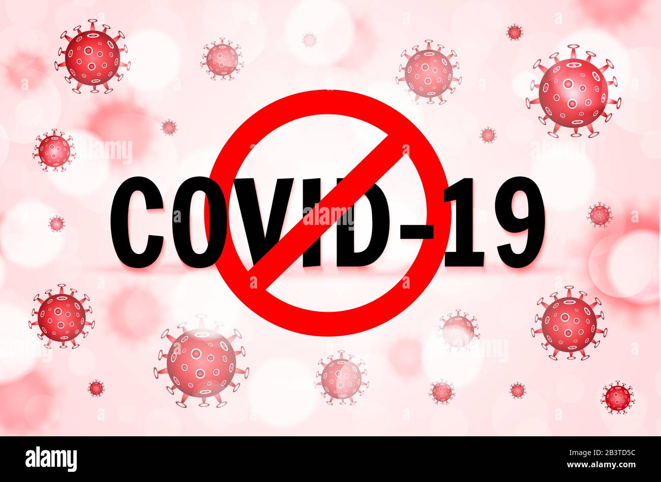 Beenden Sie Coronavirus COVID-19. Gefährlicher ausbruch des chinesischen nCoV-Coronavirus. Pandemie-Medizinkonzept mit gefährlichen Zellen. Vektorgrafiken Stock Vektor