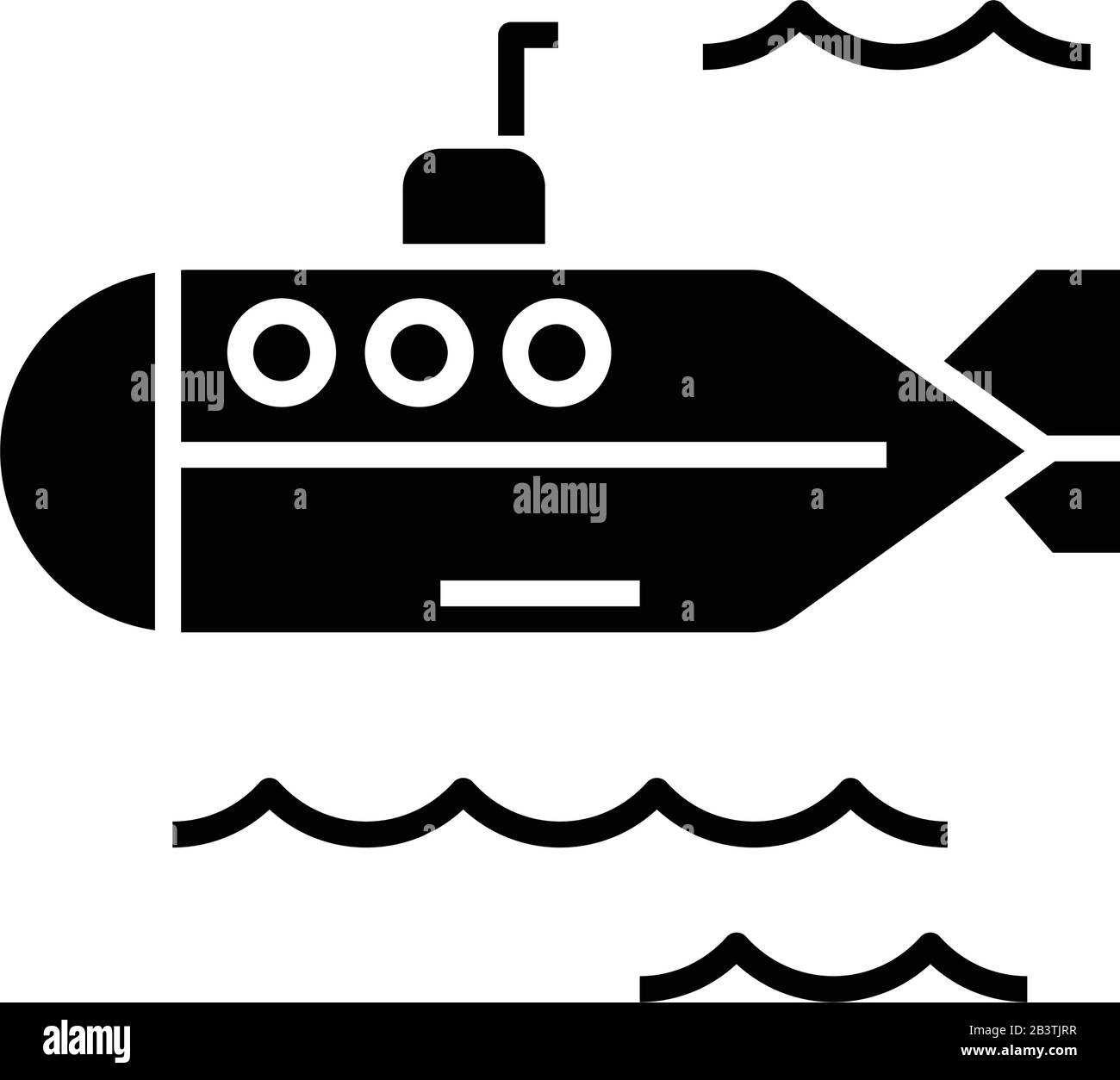 U-Boot-Symbol schwarz, Konzeptzeichnung, Vektor-Flachsymbol, Glyph-Zeichen. Stock Vektor