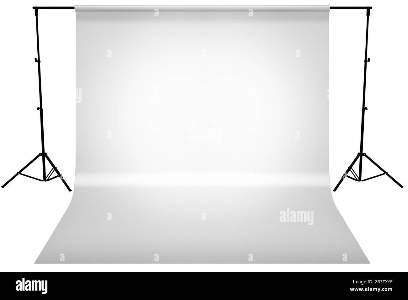 Studio Black Drop Grey Gradientenlicht mit weißem Leinwandhintergrund für einfaches Design mit Beschneidmaske, 3D-Renderdarstellung Stockfoto