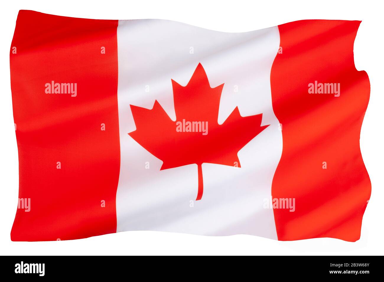 Die Nationalflaggen Kanadas (le drapeau du Canada), oft als kanadische Flagge oder inoffiziell als Maple Leaf bezeichnet. Stockfoto