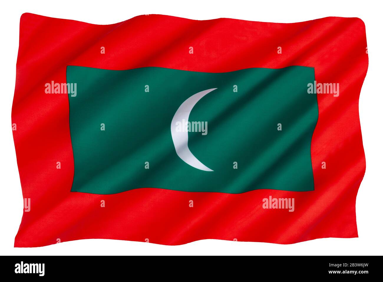 Die Flagge der Republik Malediven - am 25. Juli 1965 verabschiedet. Stockfoto