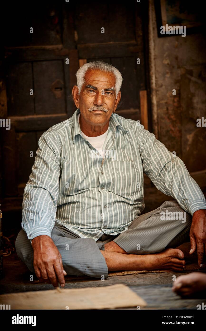 Porträt eines Indianers, Bikaner, Rajasthan, Indien Stockfoto