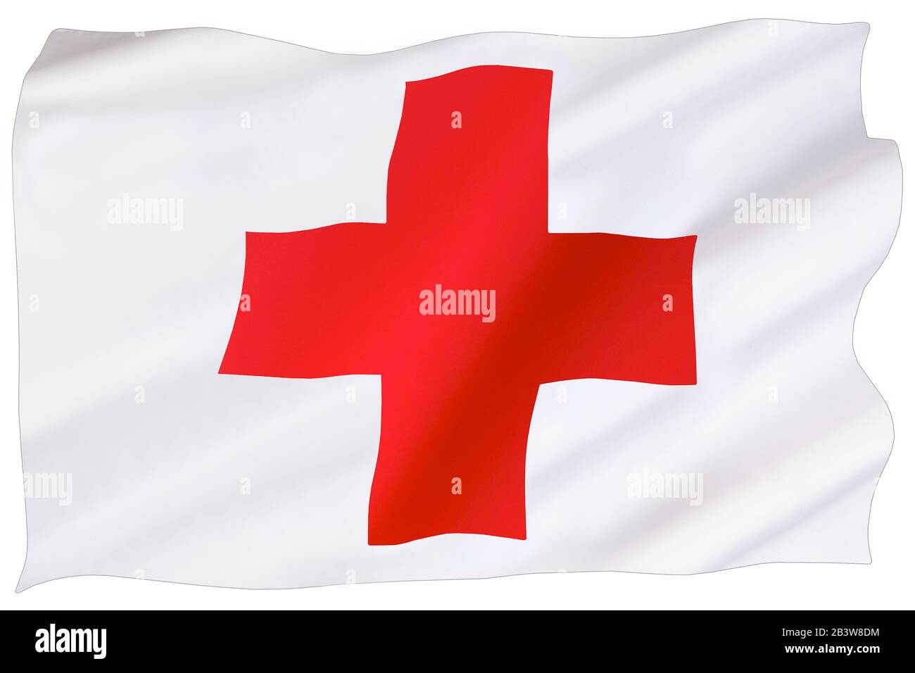 Die Flagge des Roten Kreuzes - Internationale Bewegung des Roten Kreuzes und des Roten Halbmonds - sind internationale humanitäre Organisationen, die Hilfe leisten Stockfoto