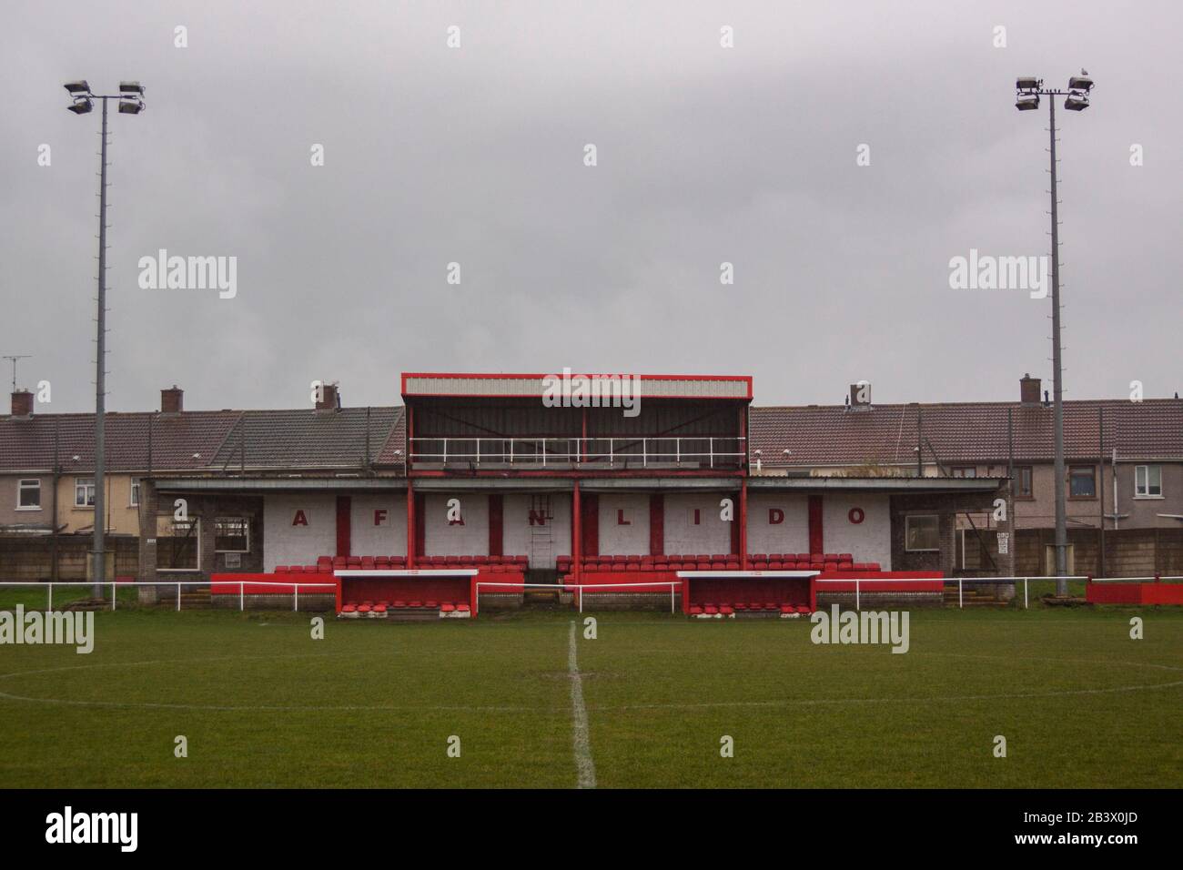 Allgemeine Ansicht von Afan Lido FC. Stockfoto