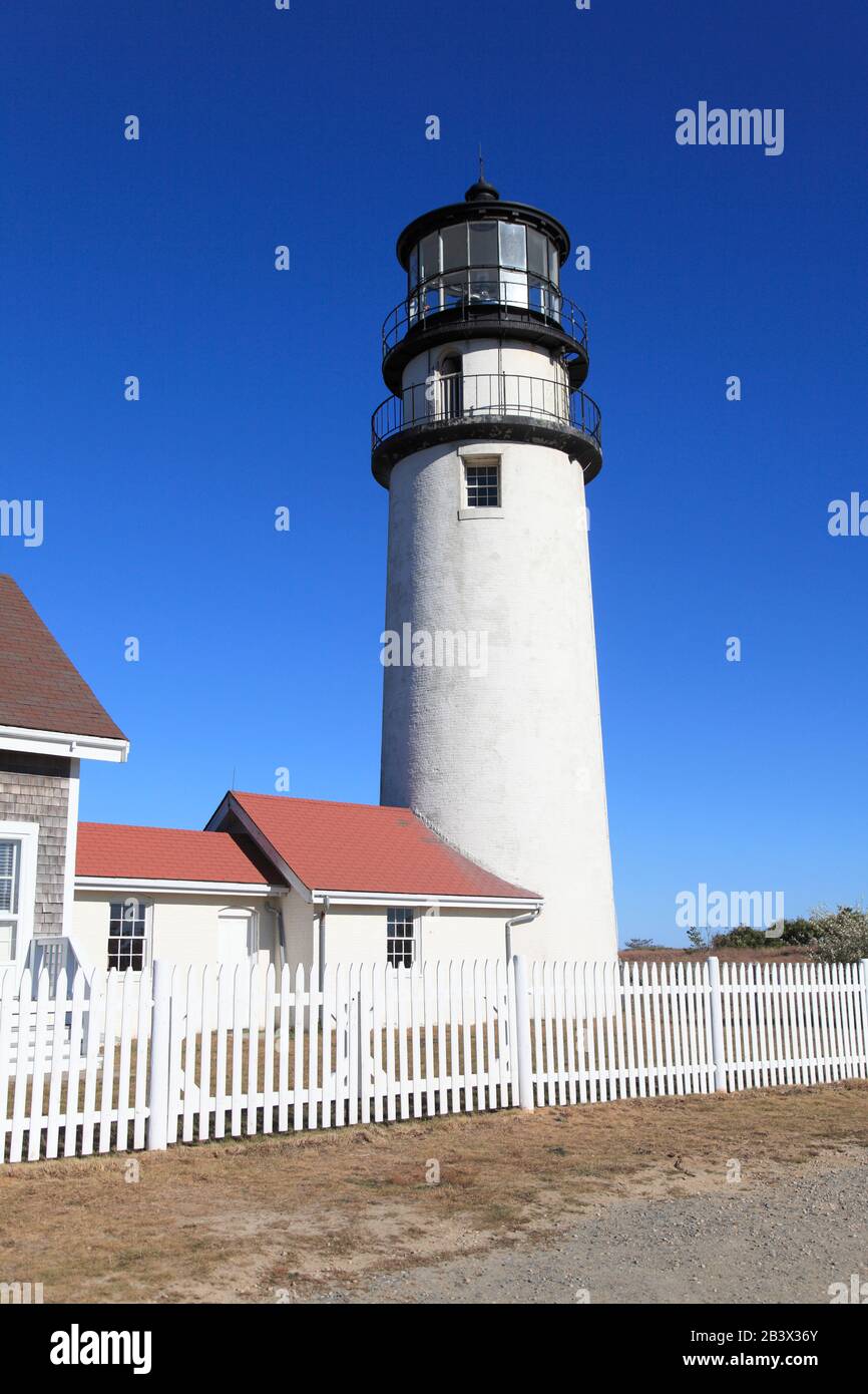 Leuchtturm von Cape Cod Highland, Highland Light, Cape Cod, North Truro, Massachusetts, Neuengland, USA Stockfoto