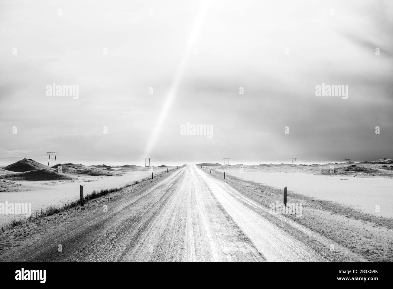 Die Gefrorene Straße Voraus Stockfoto