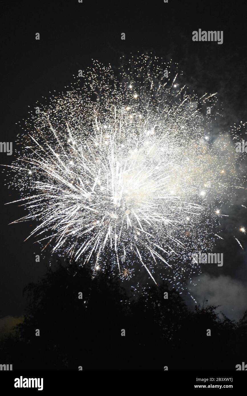 Feuerwerk am Nachthimmel Stockfoto