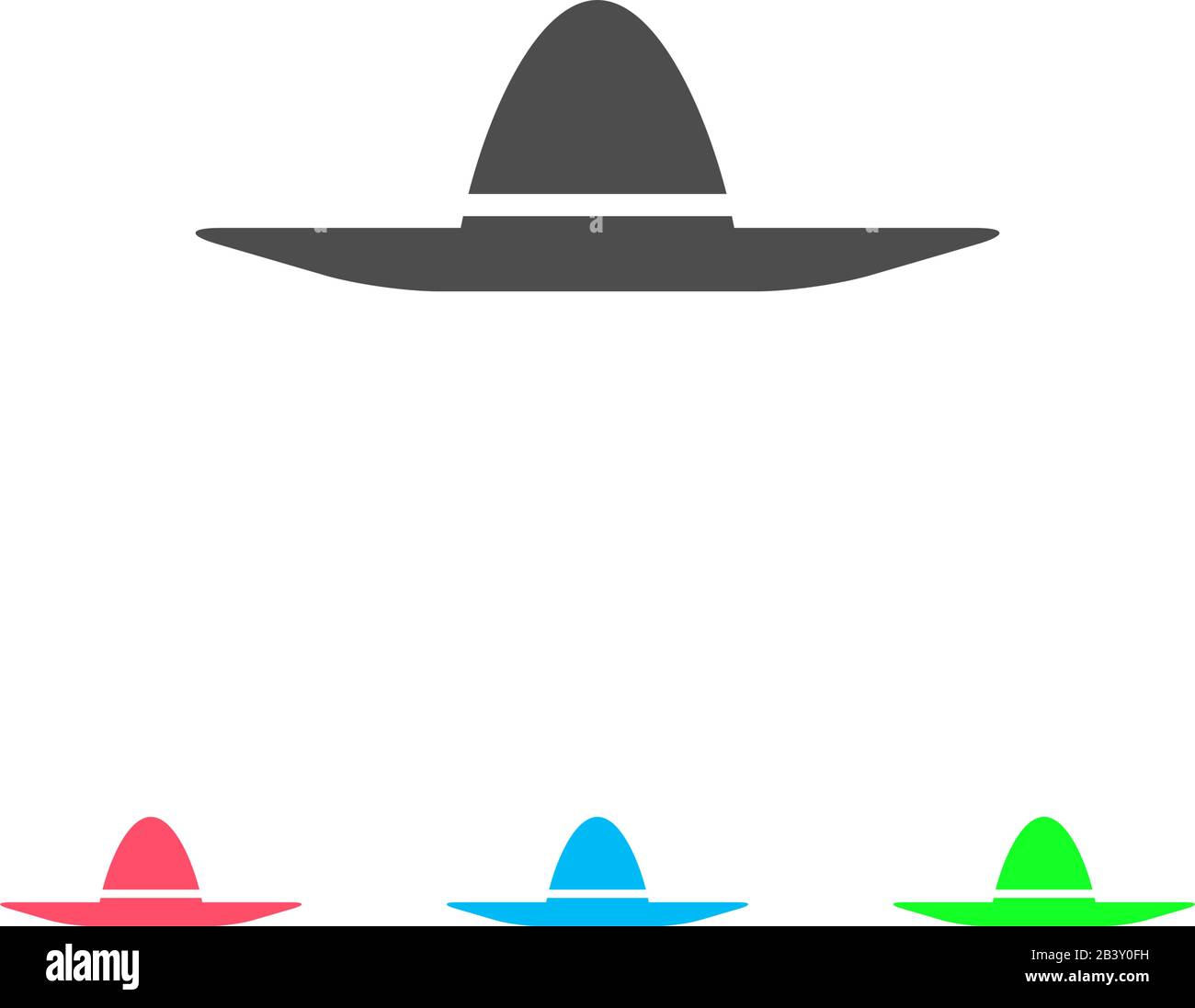 Sombrero Icon flach. Farbpiktogramm auf weißem Hintergrund. Symbol für Vektorgrafiken und Bonussymbole Stock Vektor