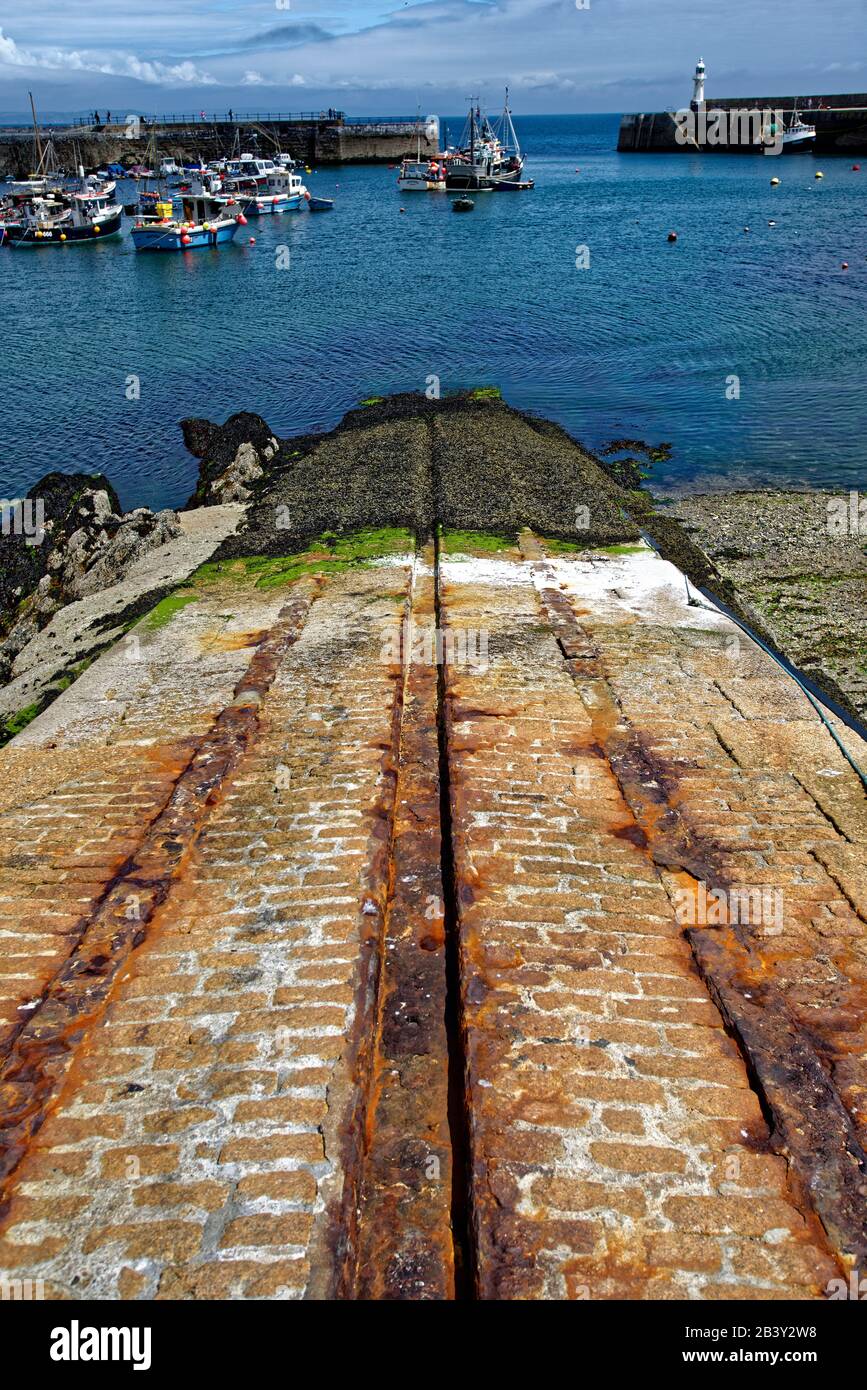 Mevagissey, dessen Name in Cornish Lannvorek ist, ist ein Dorf und Fischerhafen und eine zivile Gemeinde in Cornwall, England. Stockfoto