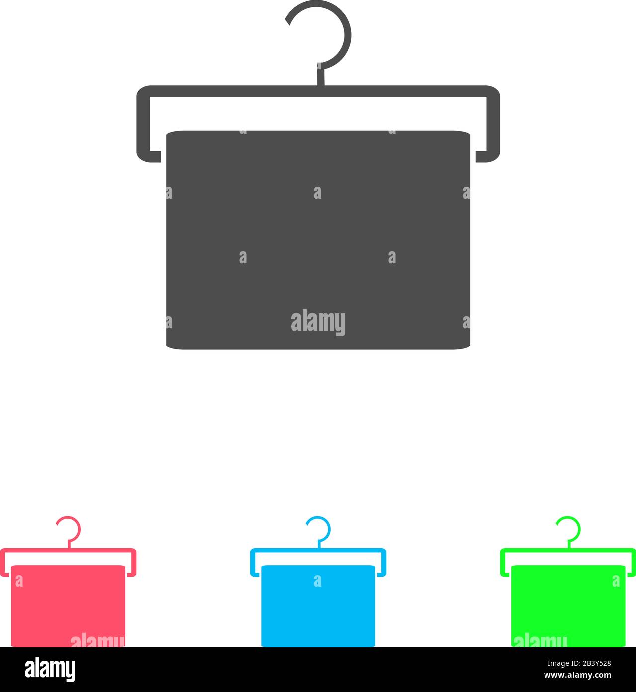 Bügel mit Handtuchsymbol flach. Farbpiktogramm auf weißem Hintergrund. Symbol für Vektorgrafiken und Bonussymbole Stock Vektor
