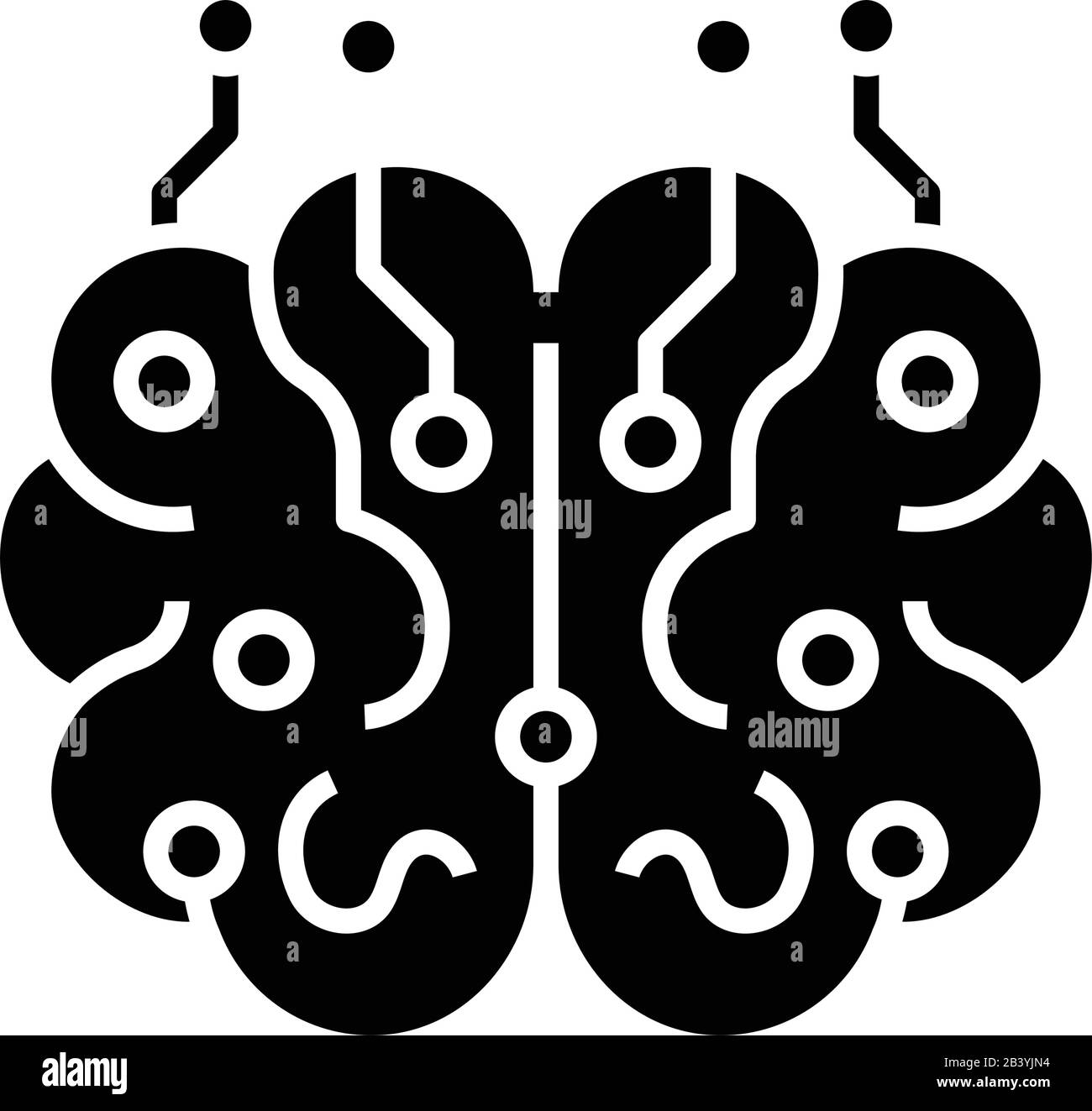 Synthetic Intellgency Black Icon, Concept Illustration, Vector Flat Symbol, Glyph Sign. Stock Vektor