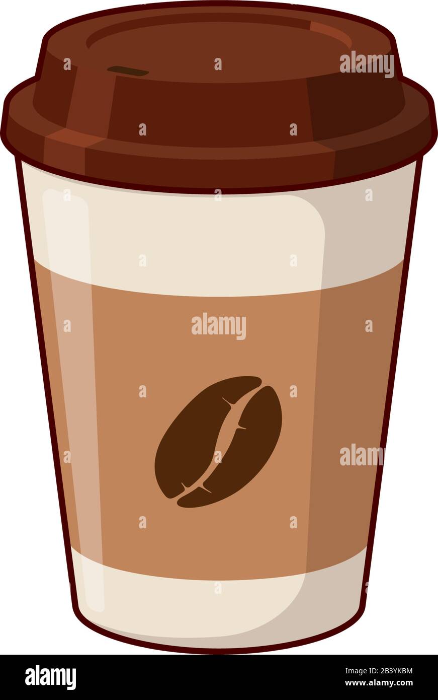 Kaffee zum gehen Einweg-3D-Papierbecher mit Kaffeebohnen. EPS-Abbildung mit flachen isolierten Vektoren Stock Vektor