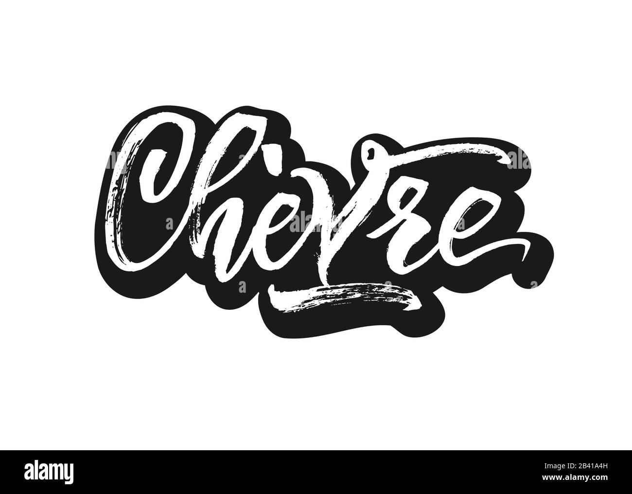 Chevre. Kalligraphie für organische Vektornahrung. Design mit Vintage-Schriftzug. Stock Vektor