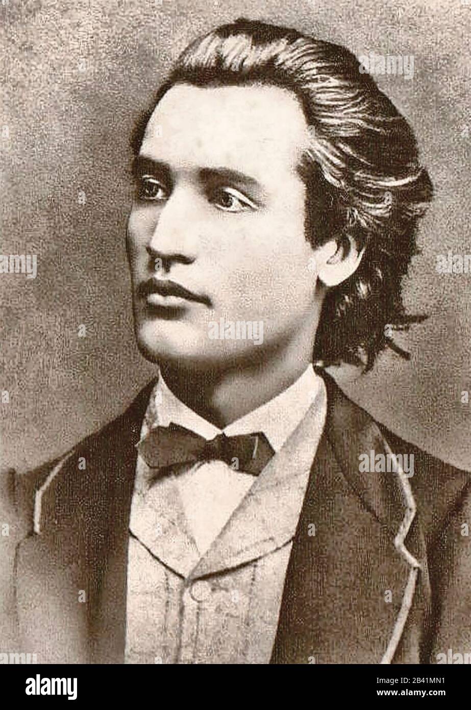 Porträt von Mihai Eminescu - Foto von Jan Tomas (1841-1912) in Prag, 1869 Stockfoto