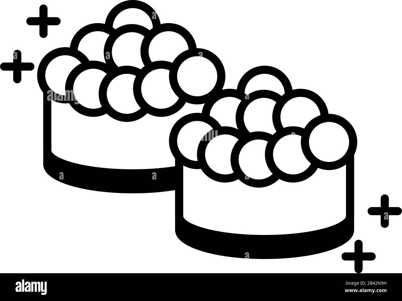 Sushi Oriental Menü rohes rotes Kaviar Lebensmittel Vektor Illustration Linien-Symbol Stock Vektor