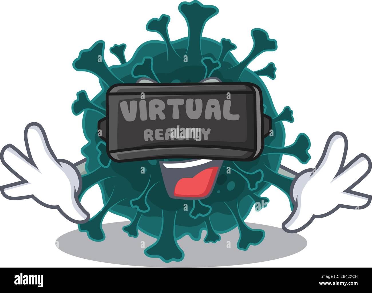 Ein Bild des Coronavirus COVID 19-Zeichens mit Virtual Reality Headset Stock Vektor