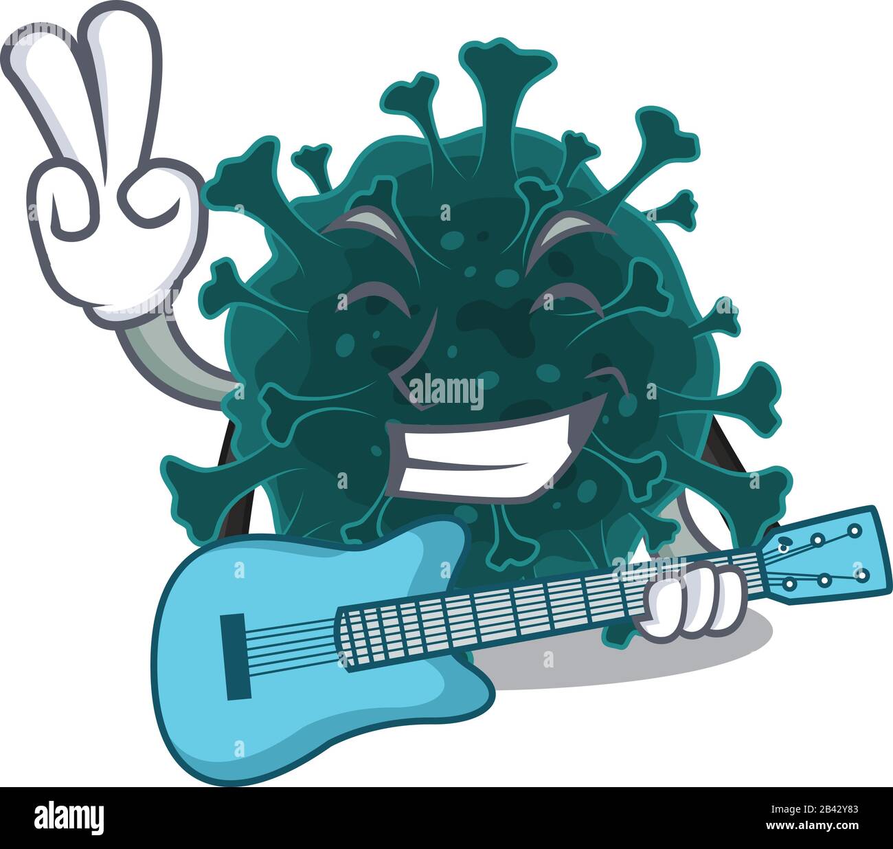 Abendessen Cool Coronavirus COVID 19 Cartoon mit Gitarre Stock Vektor