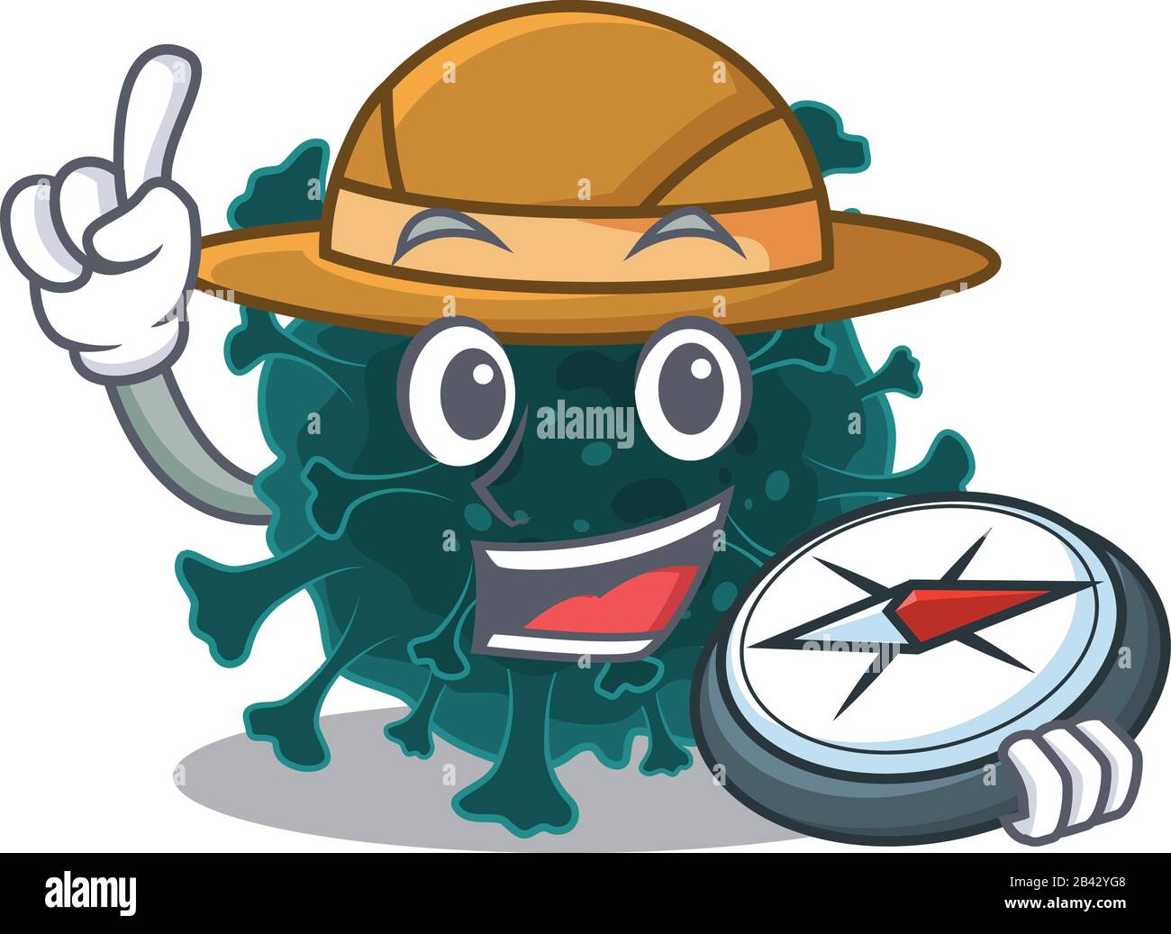 Coronavirus COVID 19 ein erfahrener Entdecker mit Kompass Stock Vektor