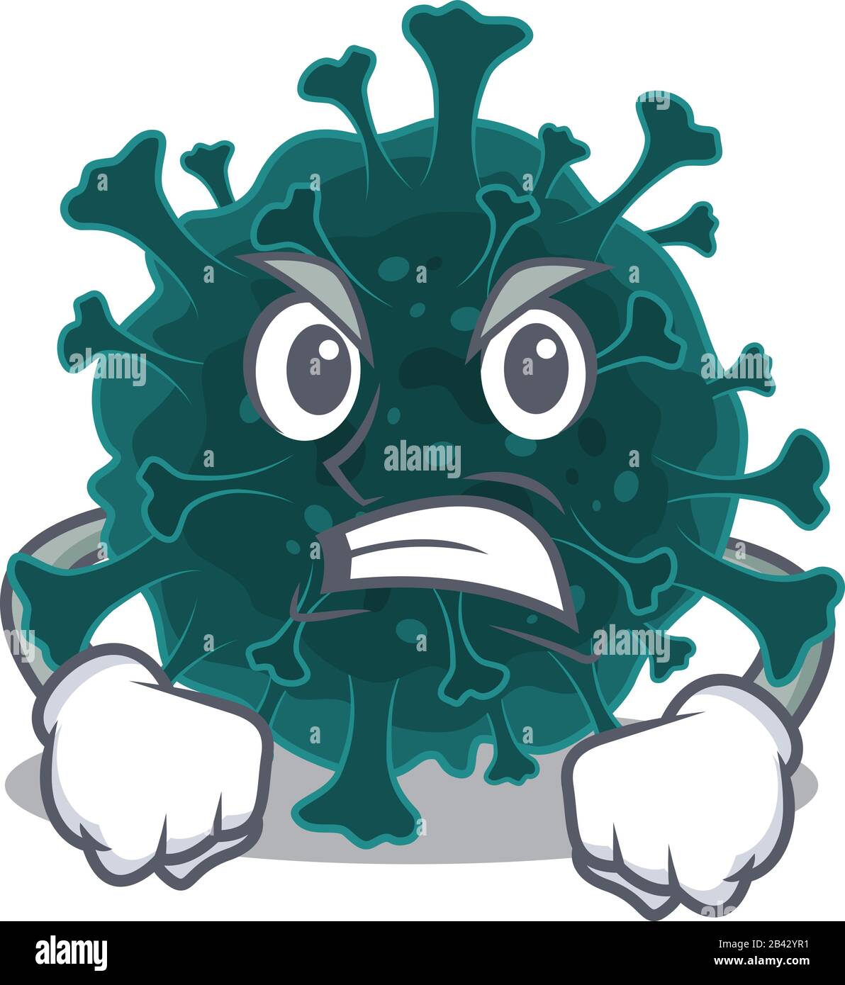 Coronavirus COVID 19 Cartoon-Charakter-Design mit wütenden Gesicht Stock Vektor