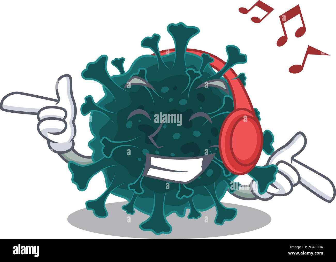 Genießen Sie Musik Coronavirus COVID 19 Cartoon Maskottchen Design Stock Vektor