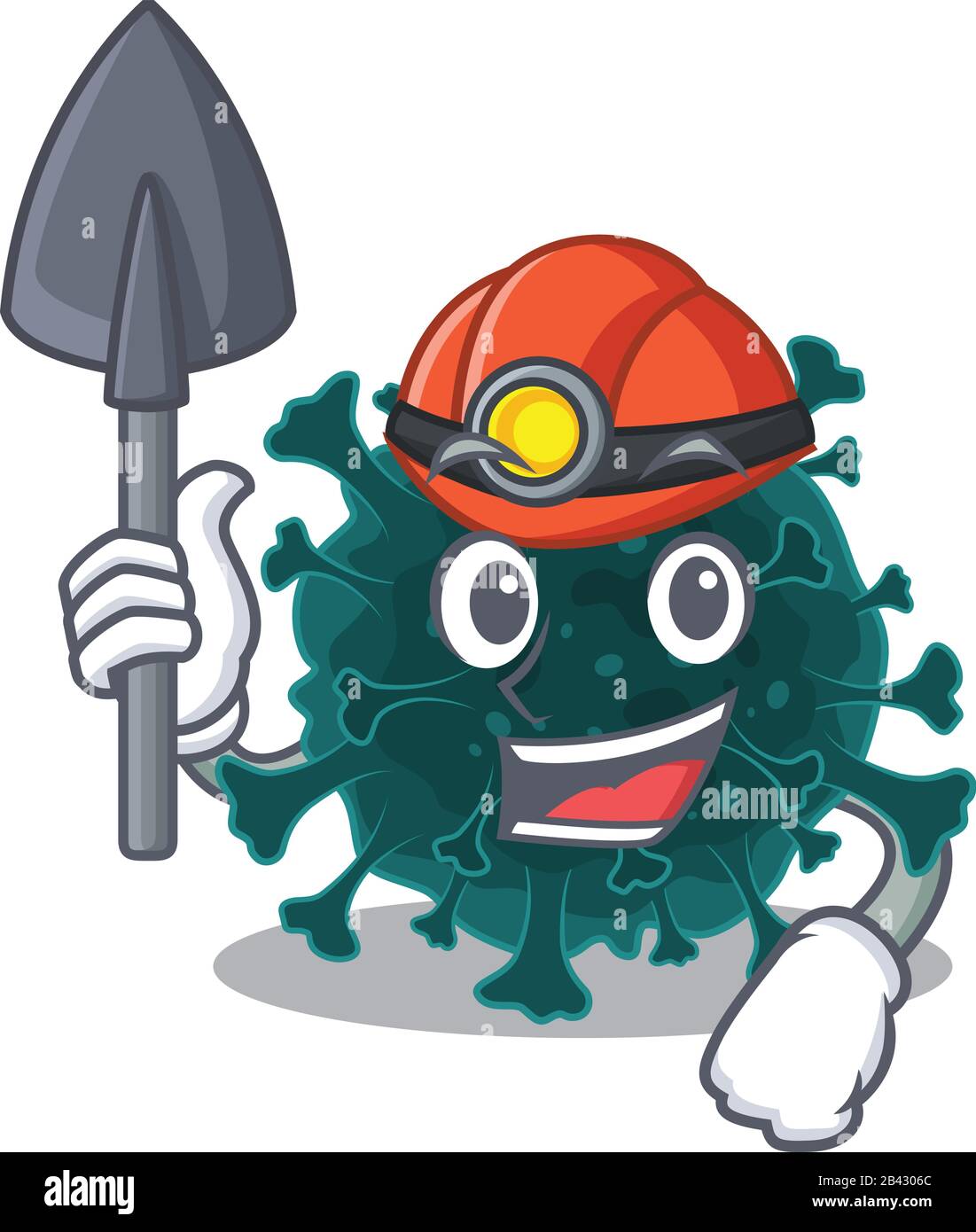 Cooler Minenarbeiter von Coronavirus COVID 19 Cartoon-Charakter-Design Stock Vektor