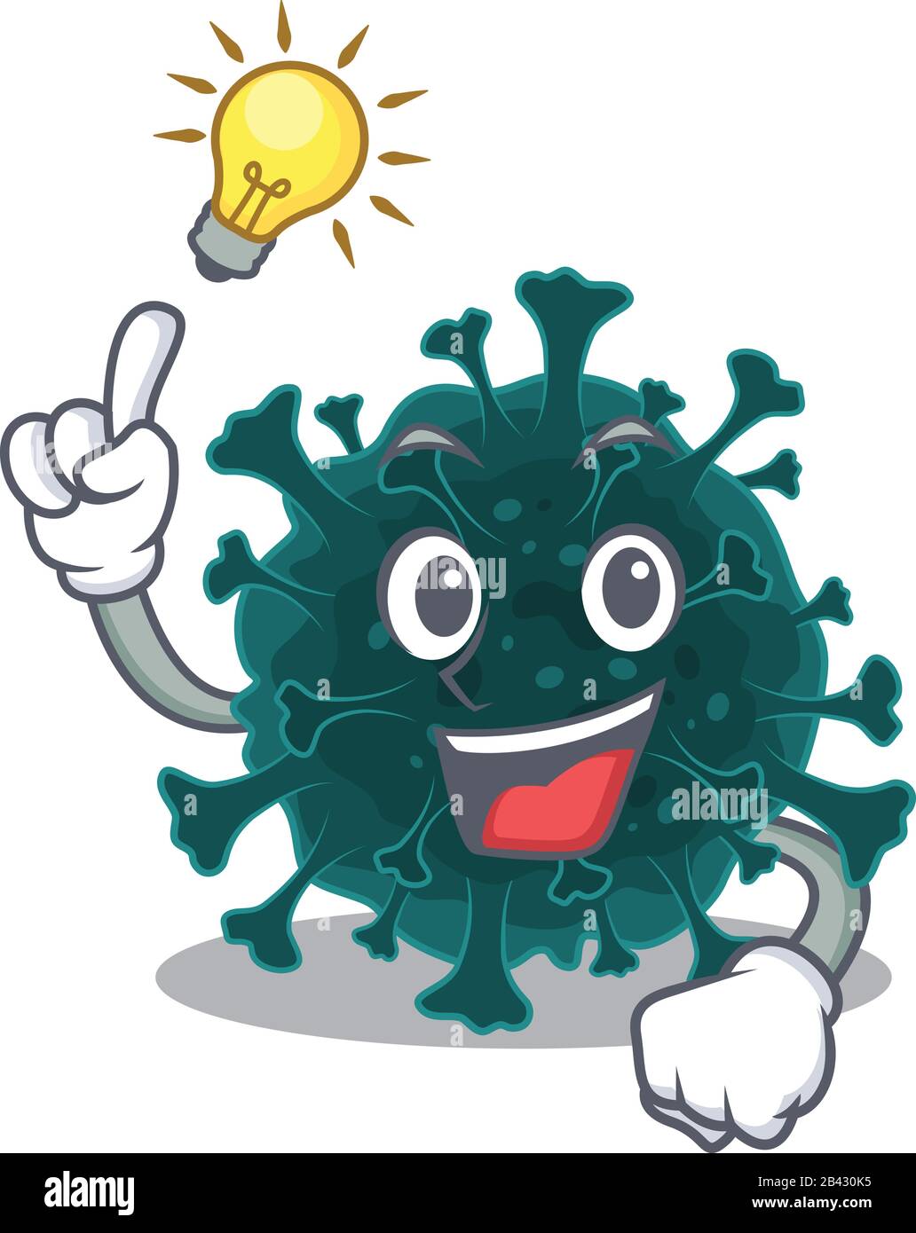 Lassen Sie sich eine Idee von Coronavirus COVID 19 Maskottchen gestalten Stock Vektor