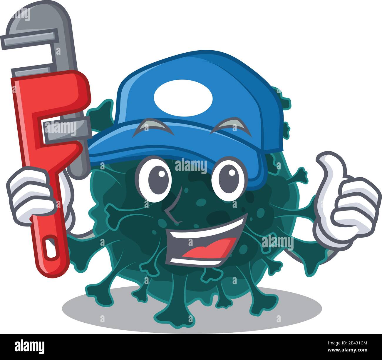 Smart Installateur Coronavirus COVID 19 über Cartoon-Charakter-Design Stock Vektor