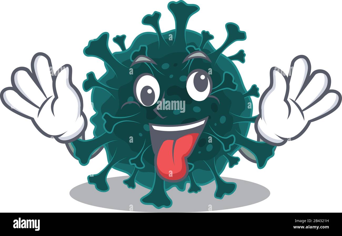 Ein Bild des verrückten Coronavirus COVID 19 Maskottchen-Designstils Stock Vektor