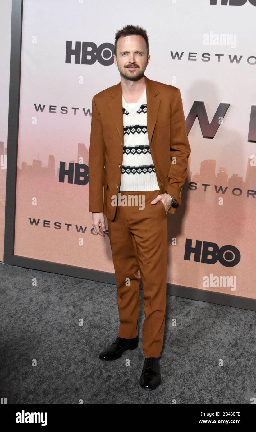 Hollywood, Kalifornien, USA 5. März 2020 Schauspieler Aaron Paul besucht die Premiere von HBO's "Westworld" in Los Angeles Staffel 3 am 5. März 2020 im TCL Chinese Theatre in Hollywood, Kalifornien, USA. Foto von Barry King/Alamy Live News Stockfoto