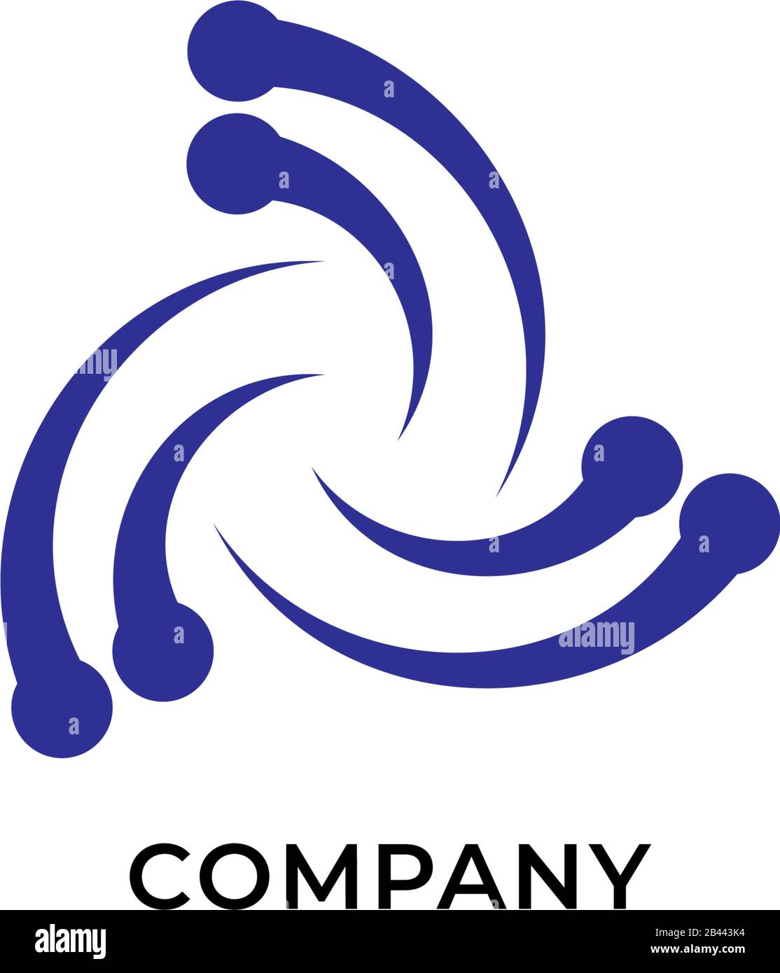 Designvorlage für blaues Vortex-Logo. Wellen- und Spiralzeichen. Hurrikan-Symbol. Tornado-Logo-Konzept isoliert auf weißem Hintergrund Stock Vektor