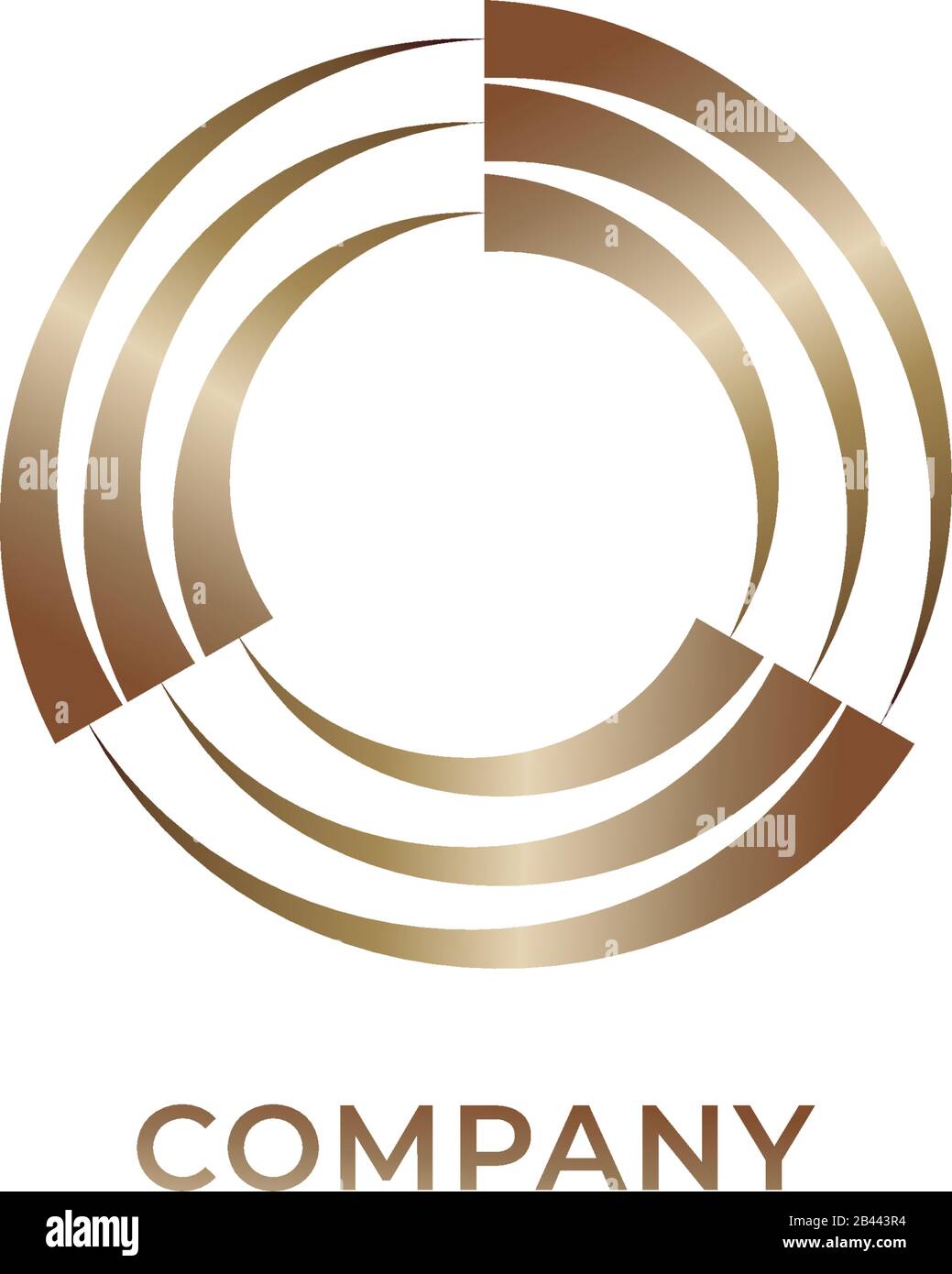 Designvorlage für das Logo des goldenen Wirbelkreises. Recycle Logo Konzept isoliert auf weißem Hintergrund Stock Vektor