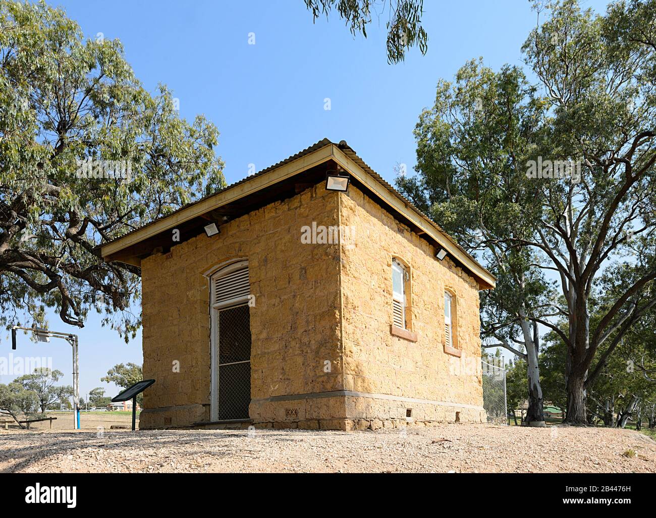 Die Morgue at Morgan, South Australia, SA, ist ein historisches Gebäude, das im Jahr 1886 errichtet wurde. Stockfoto