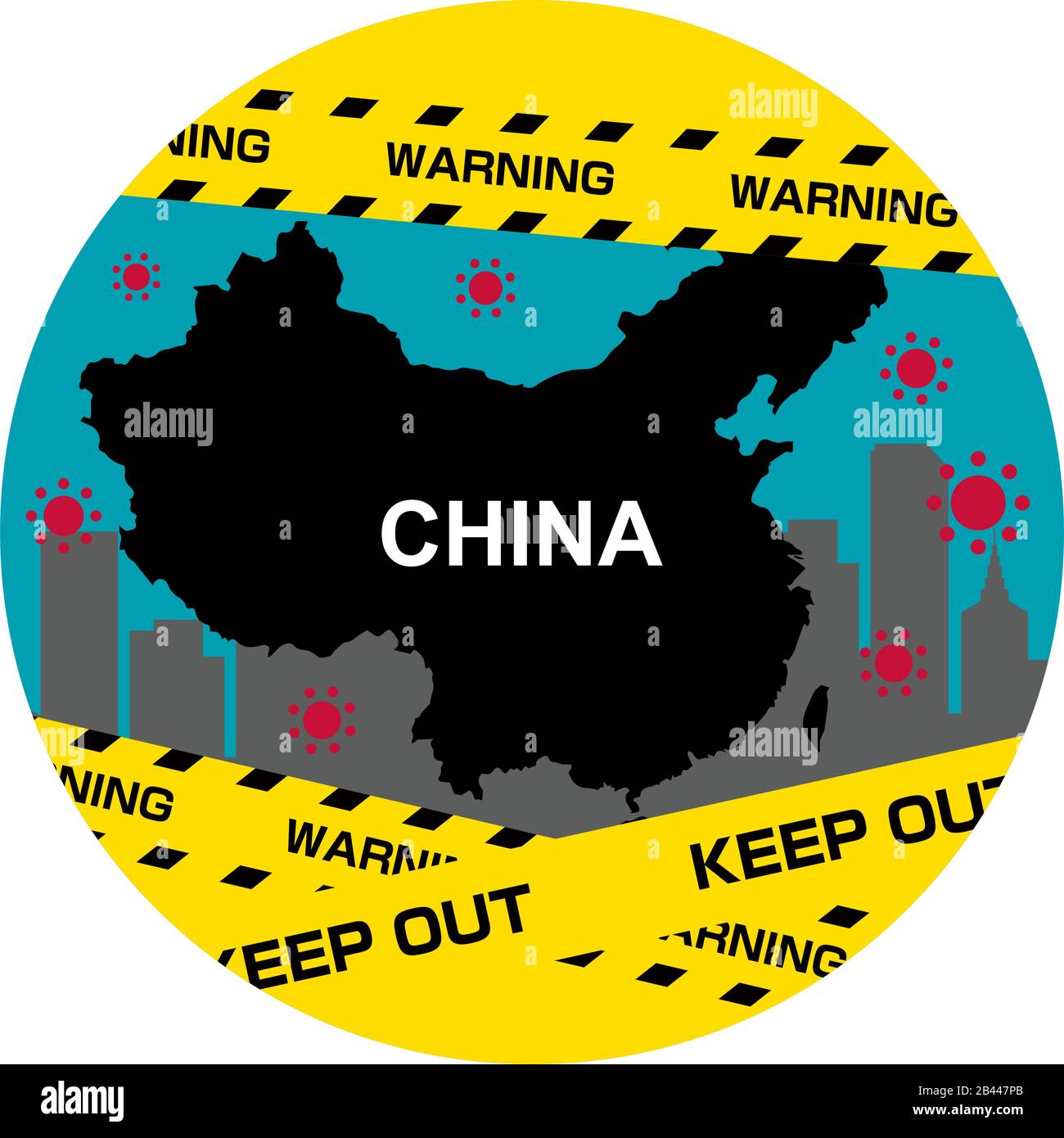 Einwanderungsbeschränkungen Kreis Banner Illustration / Südkorea ( Pandemie, Corona-Virus, COVID-19 ) Stock Vektor