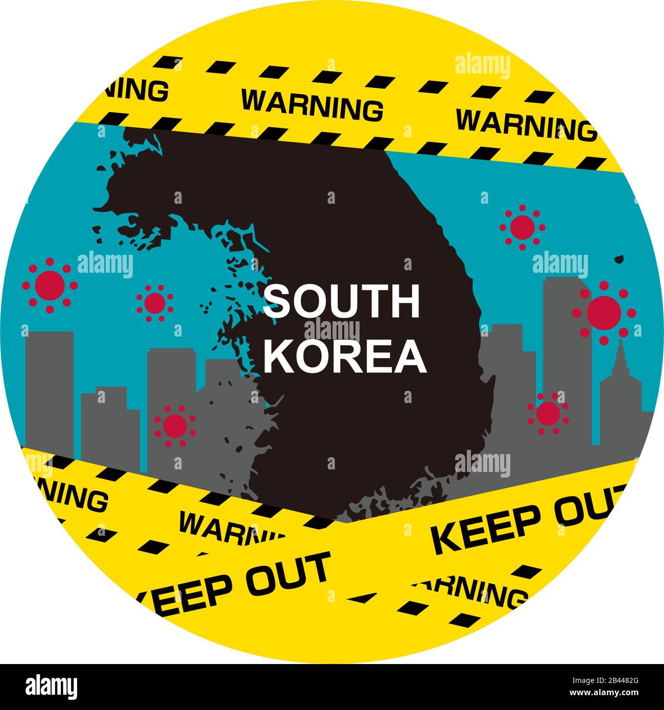 Einwanderungsbeschränkungen Kreis Banner Illustration / Südkorea ( Pandemie, Corona-Virus, COVID-19 ) Stock Vektor