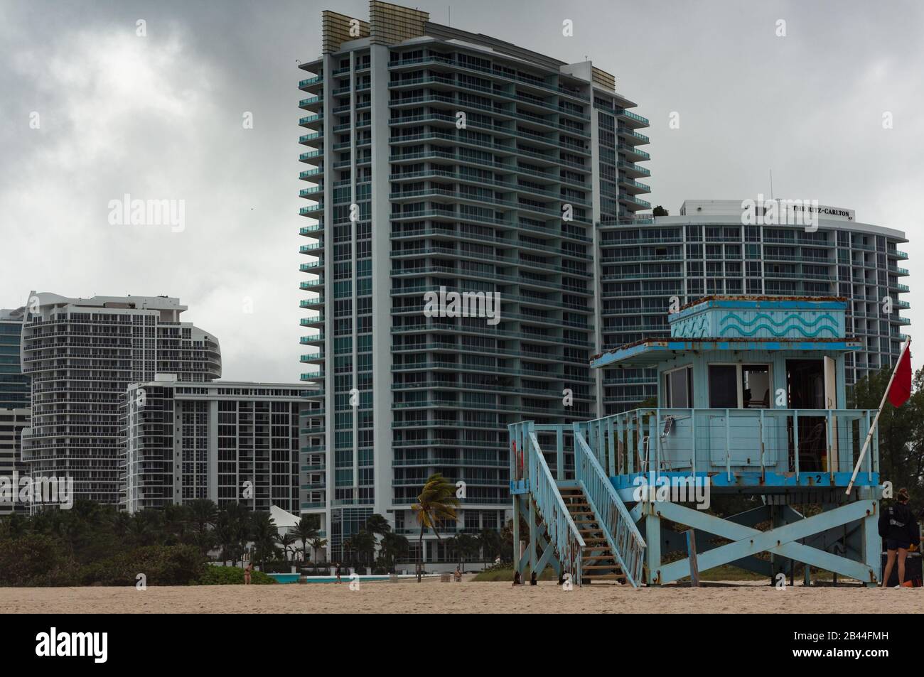 Florida miami Hundefreundliche Strand-Rettungshütte. Stockfoto