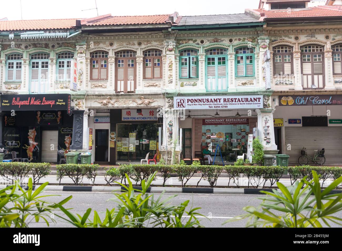 Traditionelle Häuser in Little India, Singapur Stockfoto