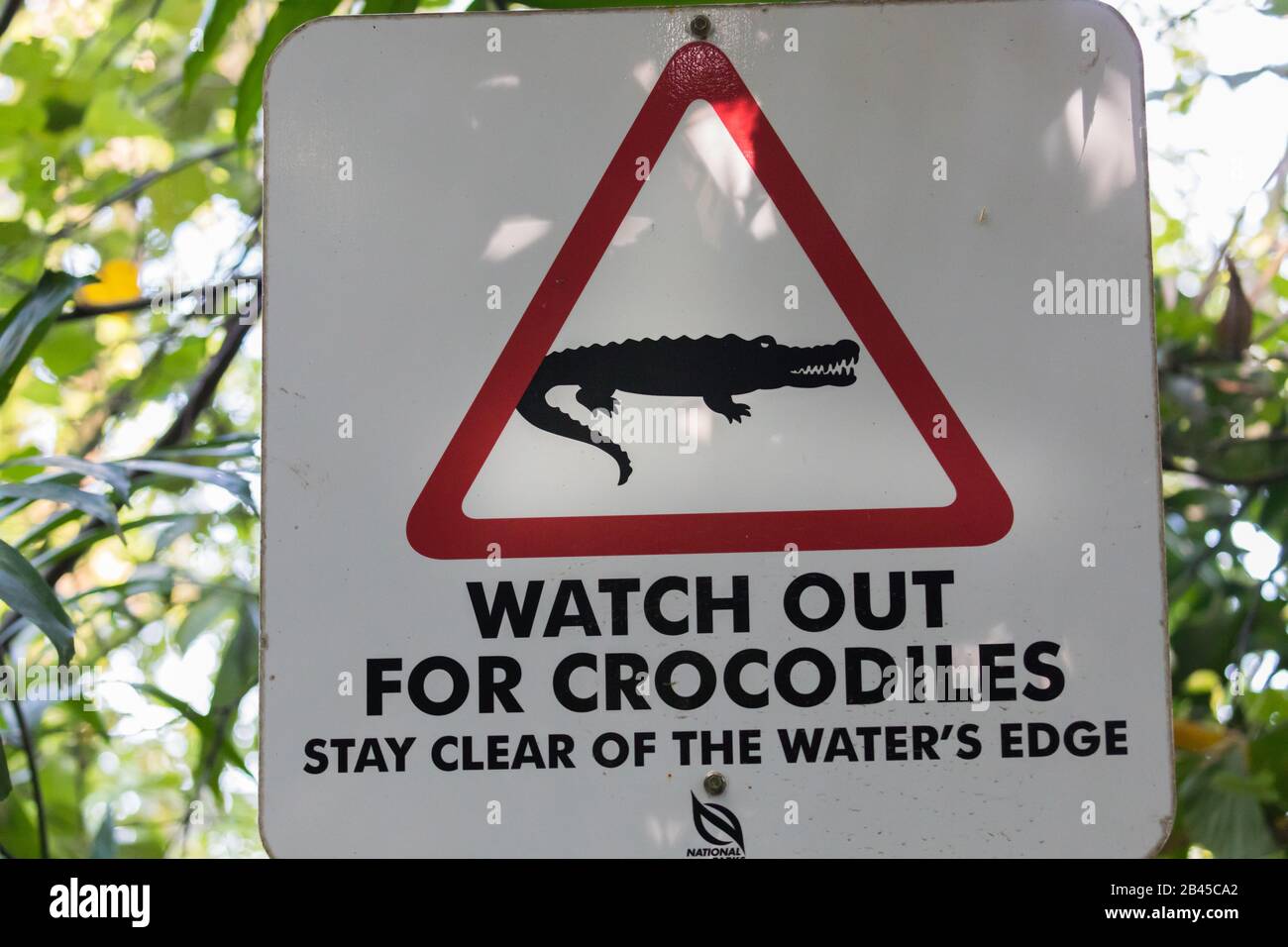 Achten Sie auf Crocodiles, Sungei Buloh Wetland Reserve, Singapur Stockfoto