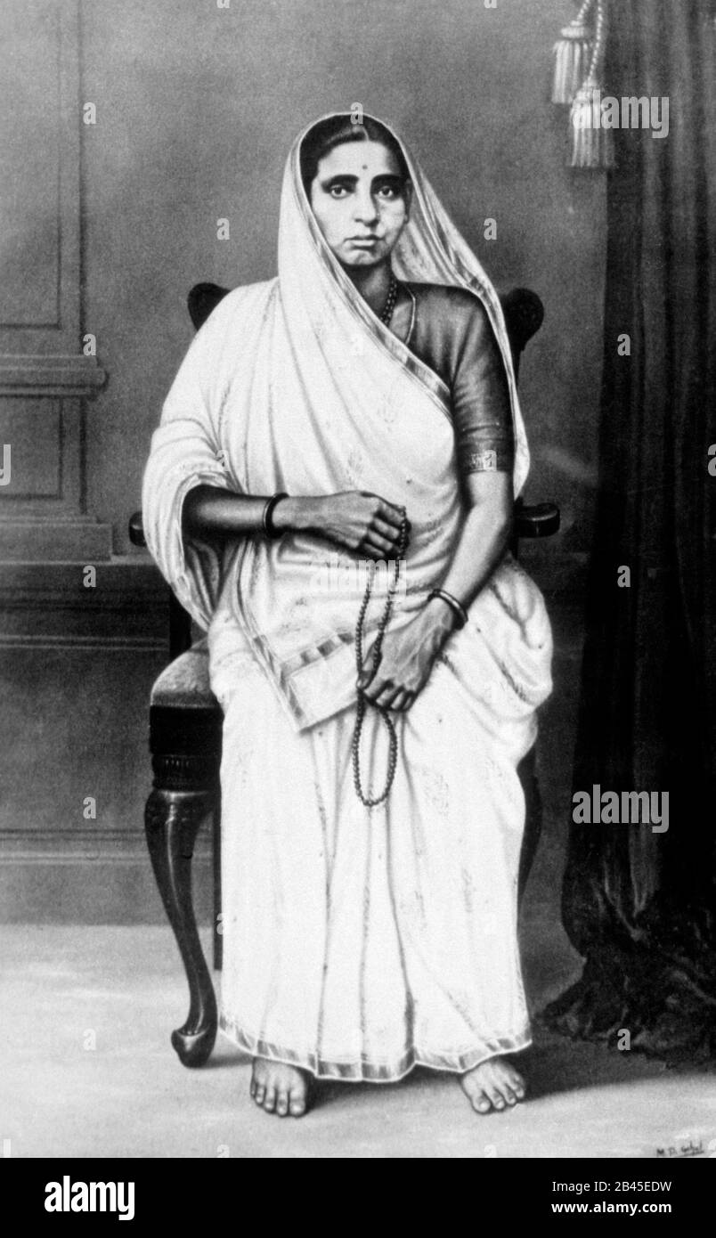 Mahatma Gandhi Mutter Putlibai, Porbandar, Gujarat, Indien, Asien, 1880, alter Jahrgang 1900s Bild Stockfoto