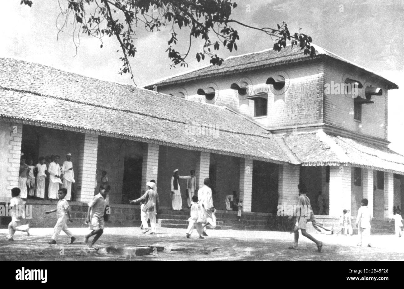 Mahatma Gandhi Primary School, Rajkot, Gujarat, Indien, Asien, 1880s, alter Jahrgang 1800s Bild Stockfoto