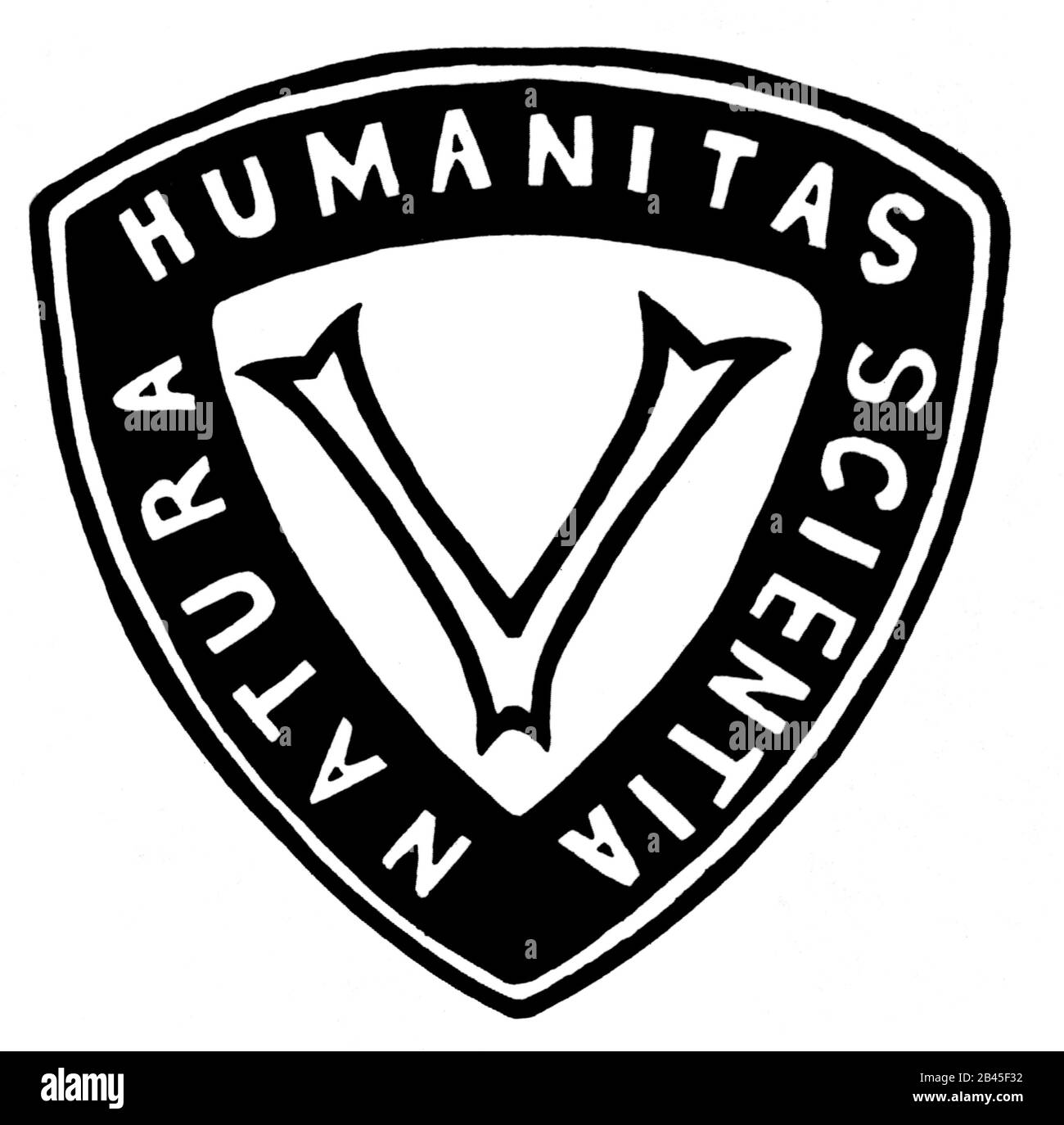 Das Logo der Vegetarian Society, Natura Humanitas Scientia, London, England, Großbritannien, Großbritannien, entworfen von Mahatma Gandhi, 1890, alter Jahrgang 1900s Bild Stockfoto