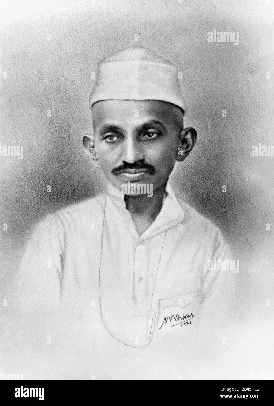 Mahatma Gandhi, Portrait, Indien, Juni 1921, altes Bild des Jahrgangs 1900 Stockfoto